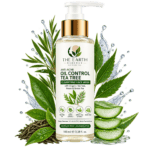 The Earth Essence Anti-Acne Oil Control Tea Tree Clarifying Face Wash 100 ml with Organic Tea Tree, Neem, Green Tea and Aloe Vera for oily and acne-prone skin.